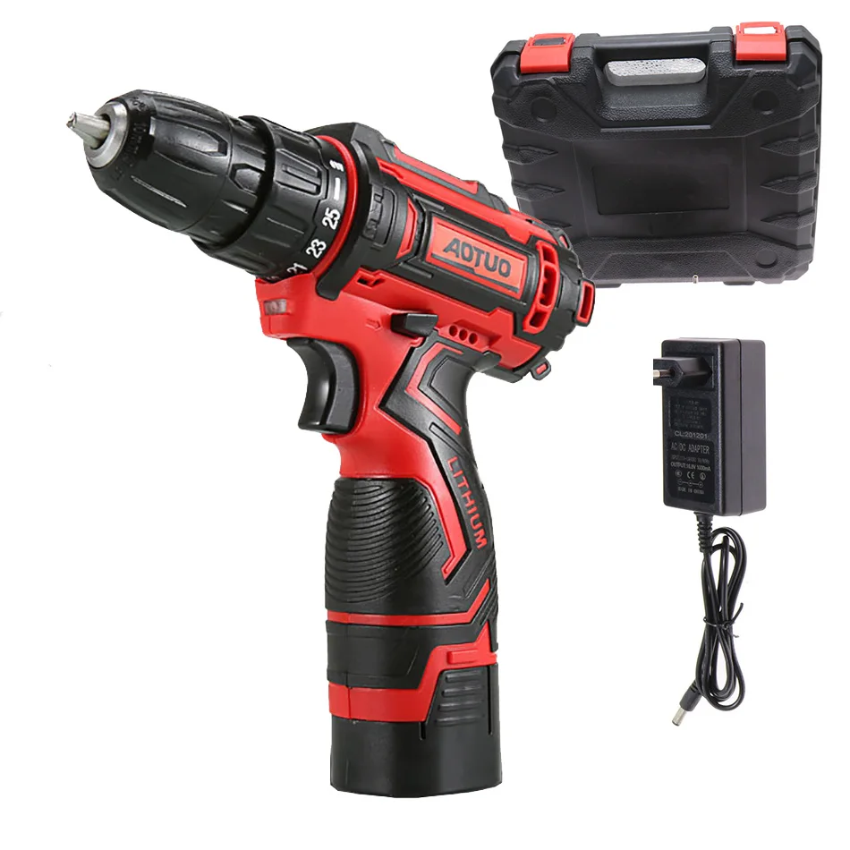 

ZHCY 12/18V Electric Screwdriver Lithium Battery Cordless Drill 25+1 Settings Power Tools Mini Wireless DC Power Driver