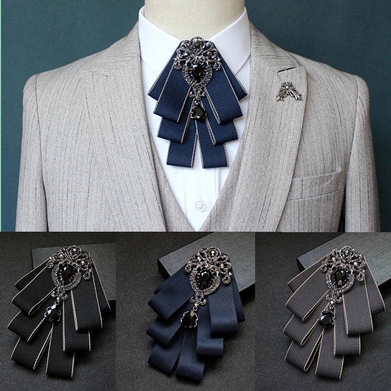 Luxus Mode Bowties Bögen Krawatte Brosche Stoff Kristall Pins Und Broschen Corsage Schmetterling Bluse Zubehör Pin Revers für Frauen