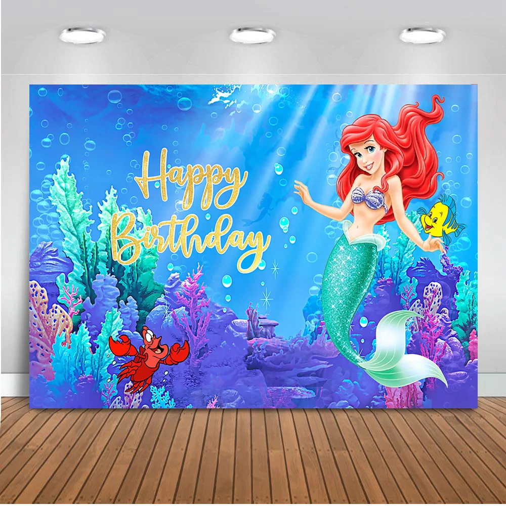 Photography Backdrop Girls Little Mermaid Customize Party Decoration Under The Sea Birthday Theme Background For Photo Background Aliexpress