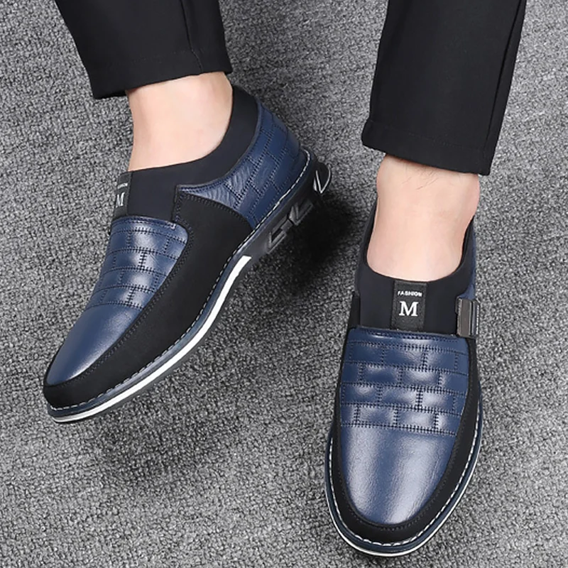 

Men Shoes Leather Fashion Plaid Office Shoes Men 2019 Big Size 45-48 Formal Shoes Mens Genuine Leather Casual Drop shipping