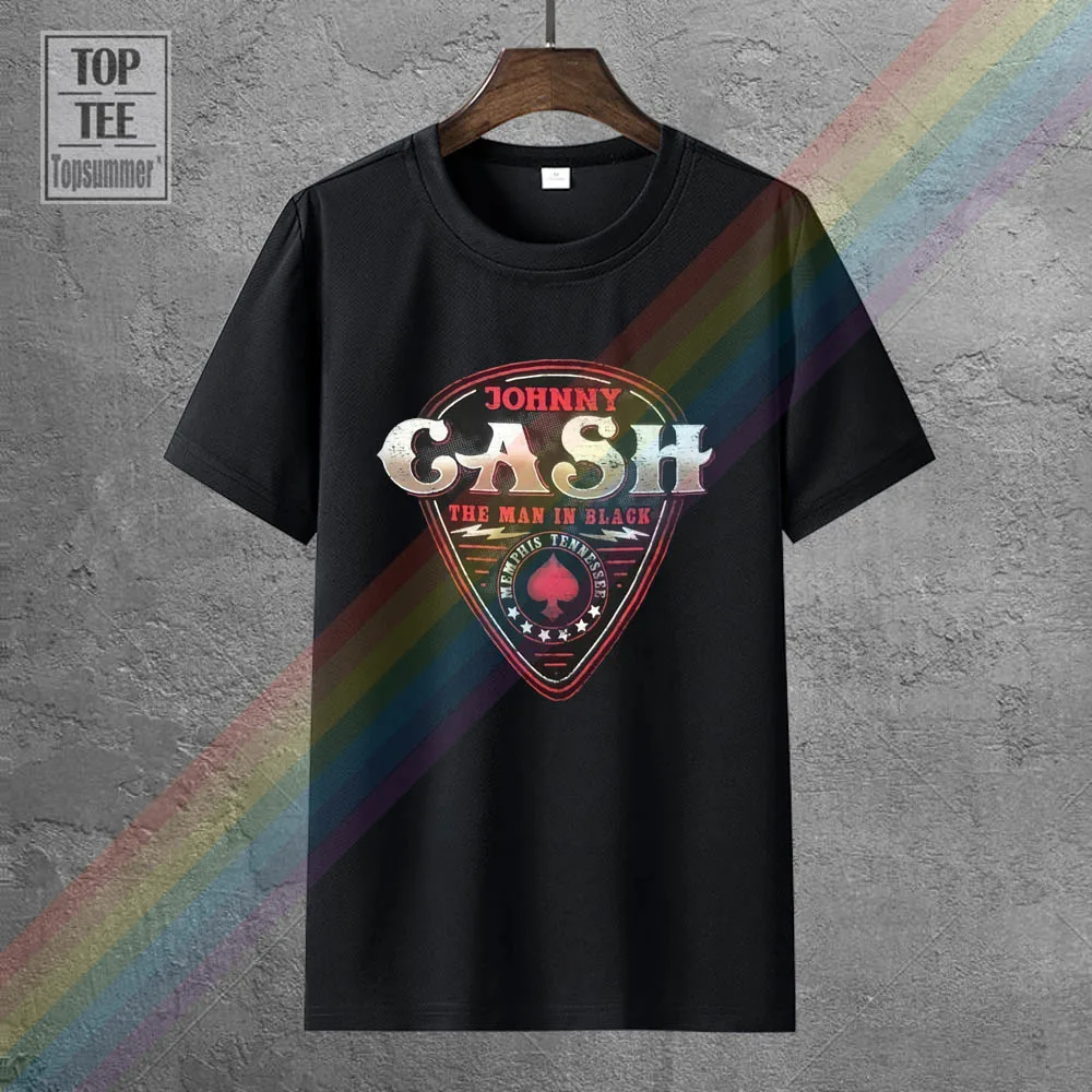 

Johnny Cash Red Spade Pic Man In Black Memphis Image Black T Shirt New Official Cool Slim Fit Letter Printed T-Shirt