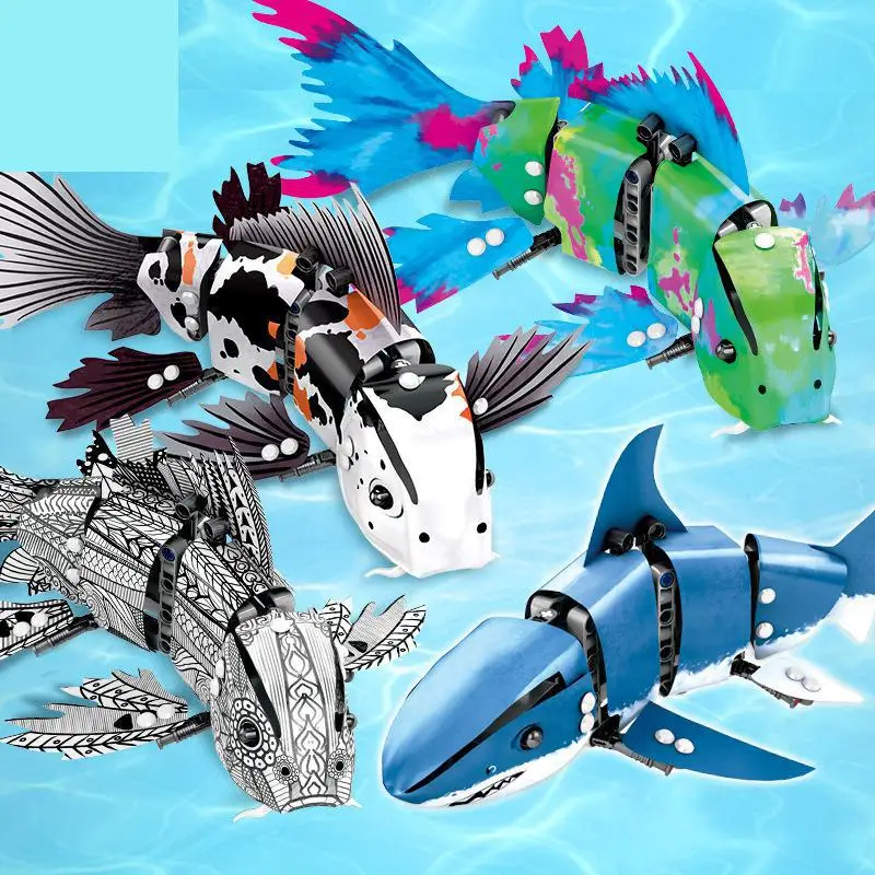 

342Pcs Simulated Moving Fish model Building Blocks Compatible Technic animal city bricks Educational Toys for children