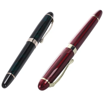 

Jinhao Luxury M Nib 18KGP Fountain Pen (Darkgreen) & JINHAO X450 18 KGP 0.7mm Broad Nib Fountain Pen Red