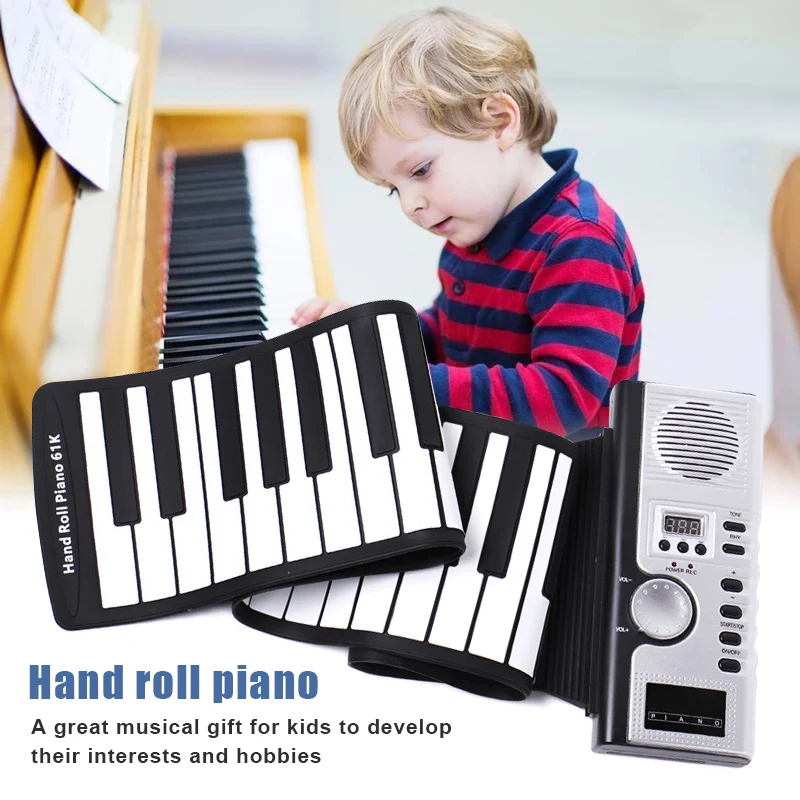 

Portable Electronic Hand Roll Piano Flexible Roll up Keyboard Silicone Piano New Sale