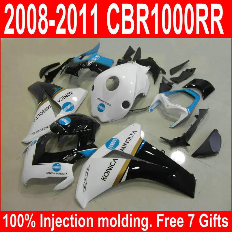 Впрыскивание, АБС-пластик обтекатель комплект для Honda CBR1000RR 08 09 10 11 Белый Черный Обтекатели CBR 1000RR 2008-2011 ST03