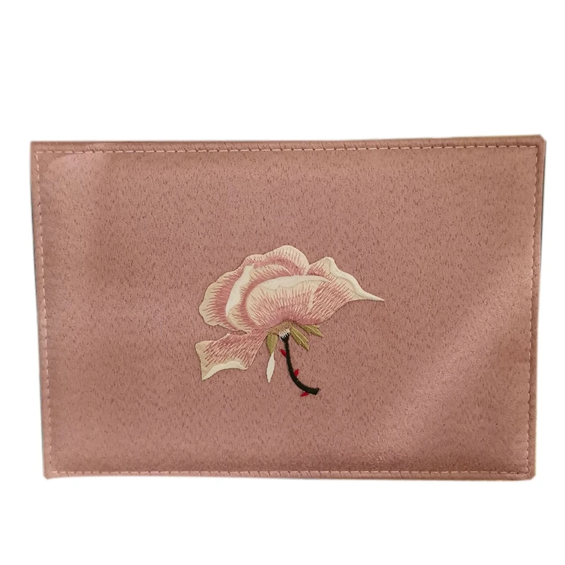 

Fashion Flannel Square Jewelry Box Single Layer Embroidery Makeup Storage Box Necklace Ring Necklace Storage Box