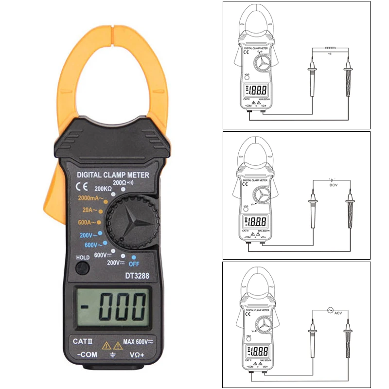 Ручной цифровой Ампер клещи измеритель тока Токовые клещи Вольтметр Амперметр мультиметр точность измерения тестер