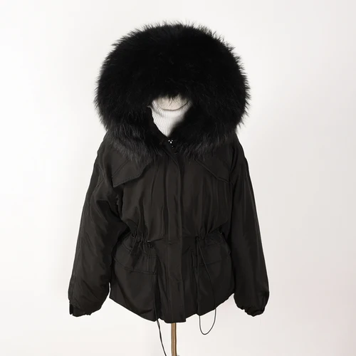 Black Новое зимнее пальто для женщин 90% белый утиный пуховик куртка-пуховик с воротником из натурального меха енота Женская Корейская теплая парка 1888 YY1640 - Цвет: Black