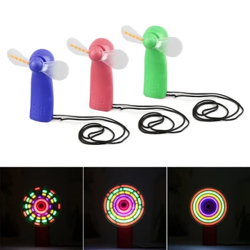 

Portable Handheld Cooling Fan Colorful LED Mini Light Battery Power With Strap Random color 10166