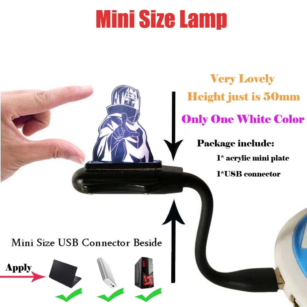 COOL Boy Naruto Sasuke 3D USB Child current Desk Table lamp cartooncomic figure Night Light kid baby sleep bedroom Decor gifts - Испускаемый цвет: naruto