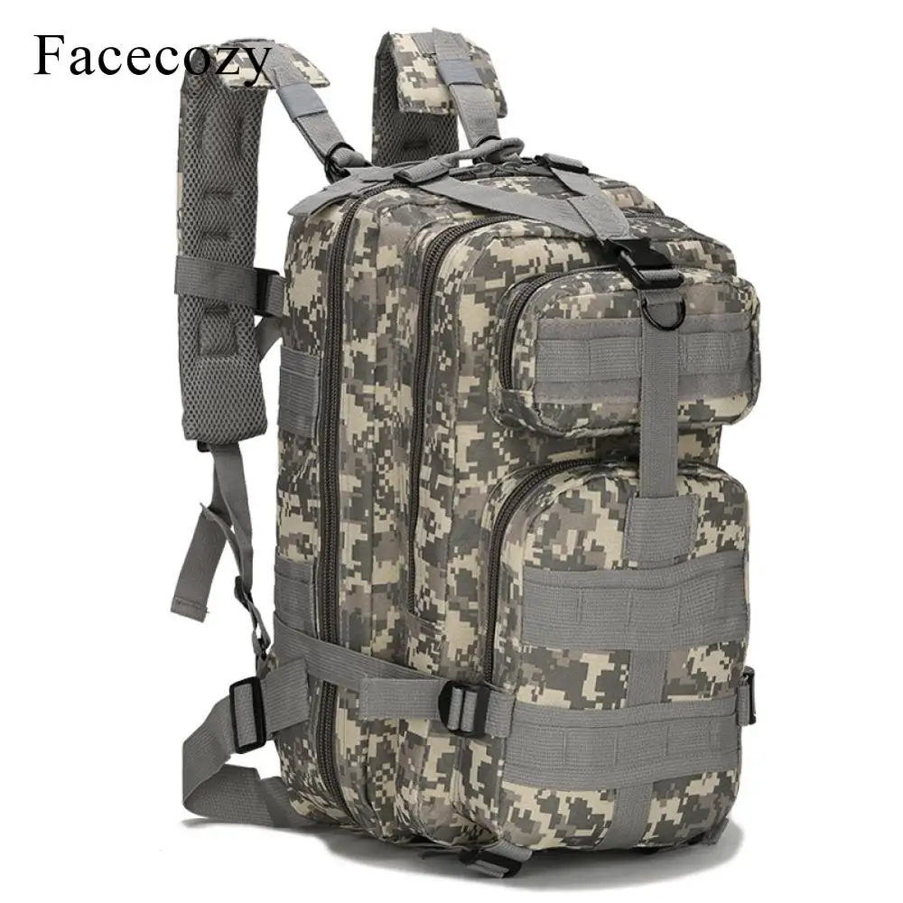 Facecozy Открытый походный военный тактический рюкзак камуфляж 600D нейлон треккинг Сумка для дорожного набора 25-30L маленький спортивный рюкзак - Цвет: ACU Digital