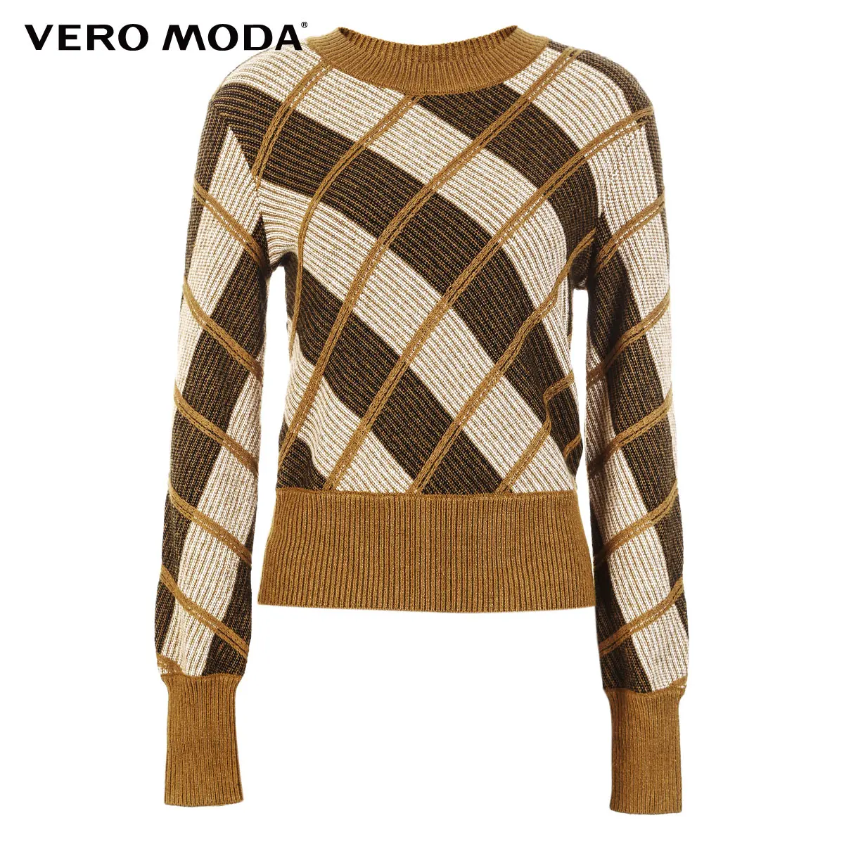 Vero Moda Винтажный стиль Женский Круглый вырез в полоску с открытыми плечами рукава вязать | 318324546