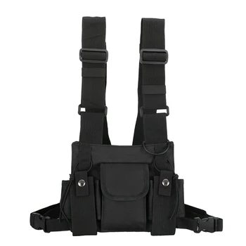 

New Adjustable Black Vest Hip Hop Streetwear Functional Harness Chest Waist Pack Chest Bag Fashion Nylon