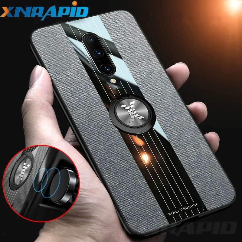 

Finger Ring Cloth Case For Oneplus 7 Pro 6T Phone Case TPU Silicone Frame Hard Cloth Back Cover For One plus 7 6