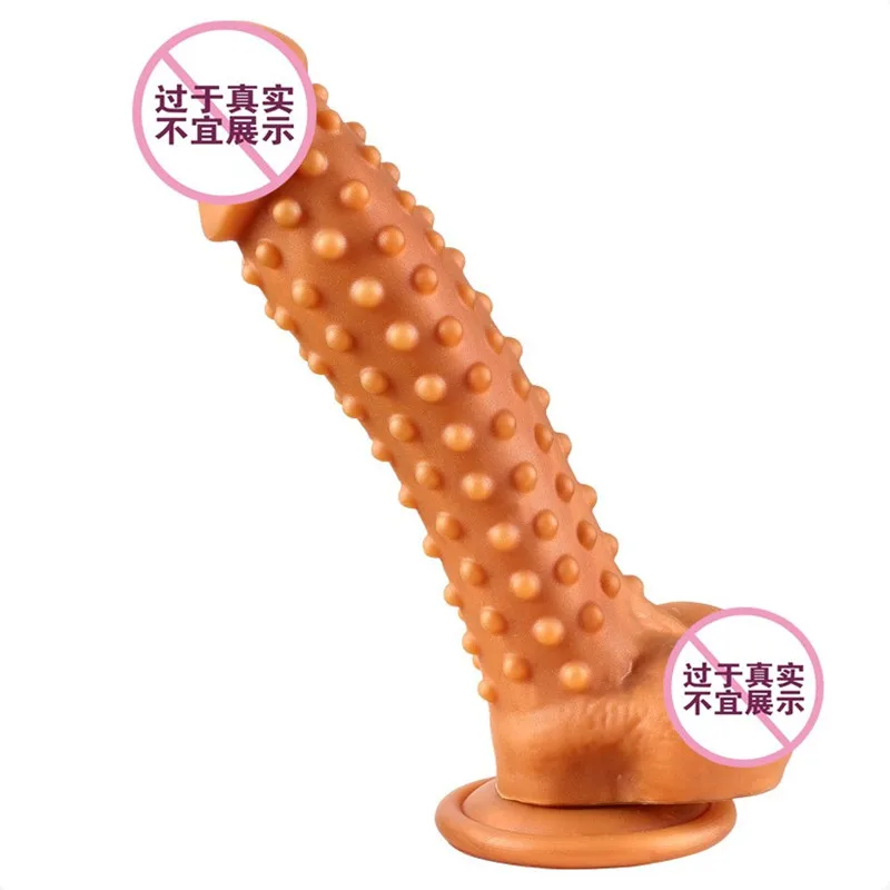 Spikes Dildo Women's Lifelike Dot Penis Masturbation Vaginal Massage Soft Comfort Particle Sucker Dildos Adult Sex Toys
