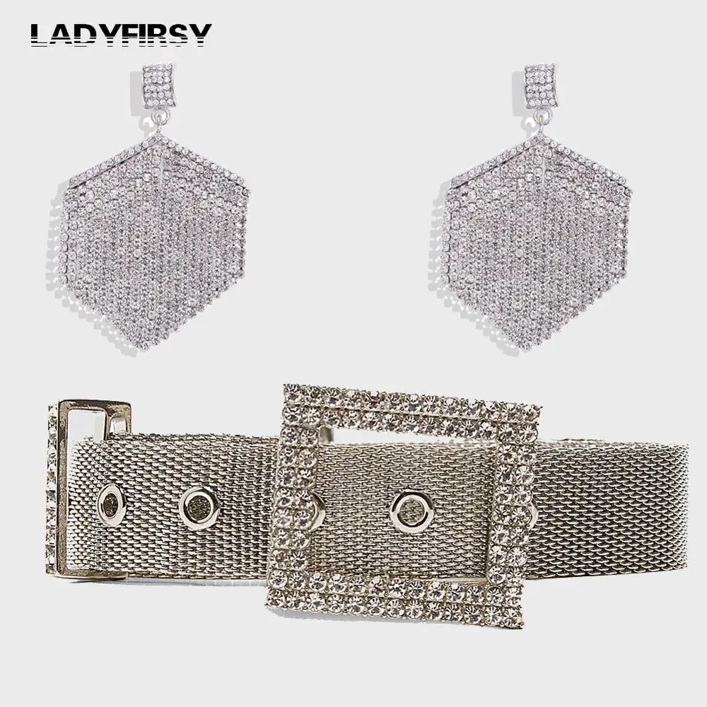Ladyfirsy, стразы, серьги, жемчужный пояс, наборы для женщин, новинка, свадебное платье, кисточка, полые аксессуары, набор