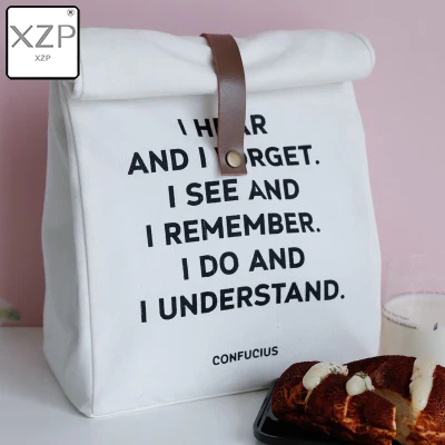 Style 1 XZP хлопок холщовая изоляция коробочки для обеда сумка для пикника Сумка Простой тип буквы большой емкости многоцелевой мешок ткани еда Органайзер - Цвет: Style 1