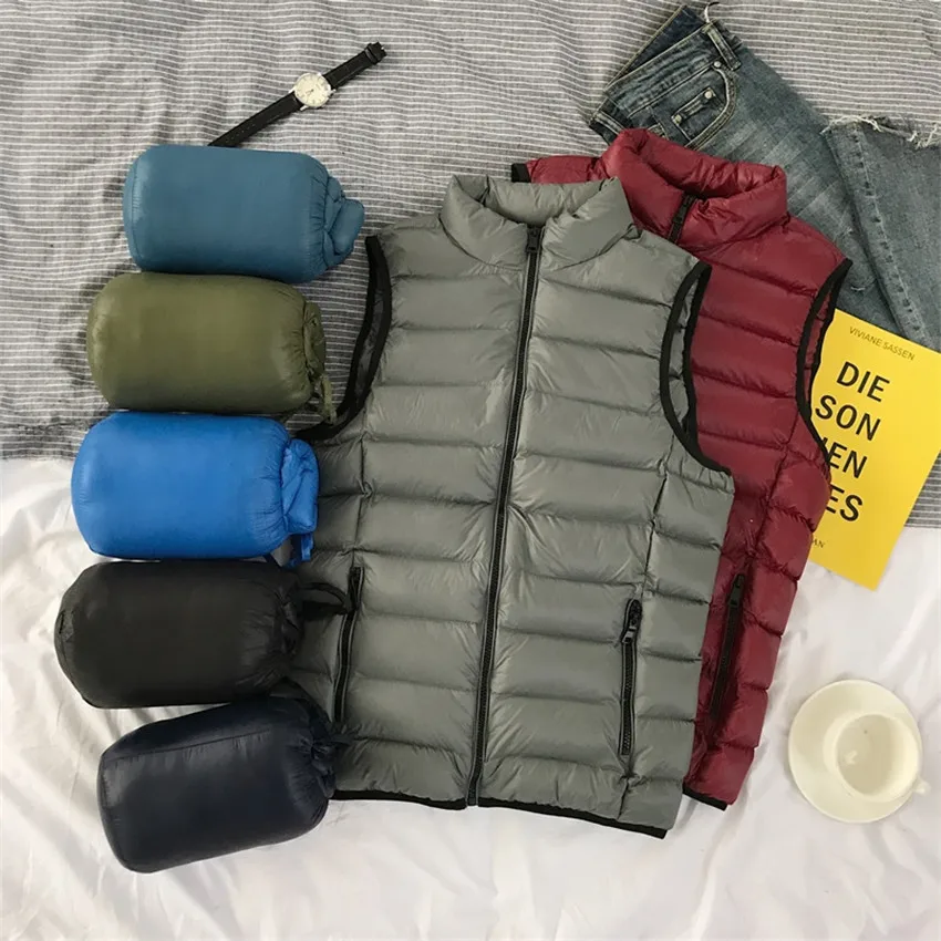 

2021 Autmumn Winter Fashion Big Size Man Short Sleeveless Jacket Men Cotton Vest Slim Men's Warm Down Cotton Vest Outwear WZ1446
