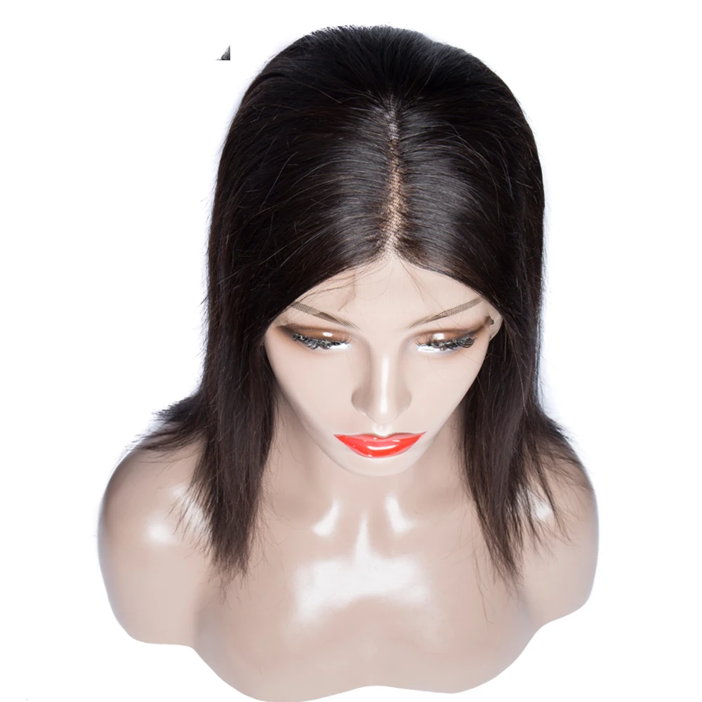13x6 Lace Frontal Closure Wig Preplucked Brazilian Straight Human Hair Wig Glueless Thick and full remy Short Length for women