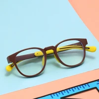Round Frame Kid Anti-Blue Light Glasses TR90 Retro Ultra Light Eyeglasses Flat Mirror Boy Girl Class Glasses Frame Goggles 1