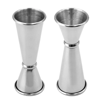 

2Pcs Double Cocktail Jigger , Jigger Set Stainless Steel Bar Measuring Jigger 1 & 2 Oz, Silver
