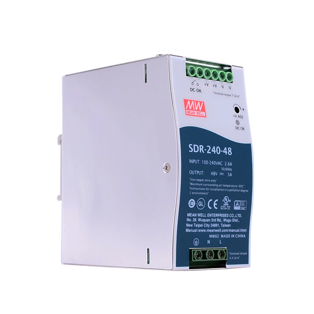 Оригинал Mean Well SDR-240-48 промышленная DIN-рейка с одним выходом постоянный ток 48 В 5 А 240