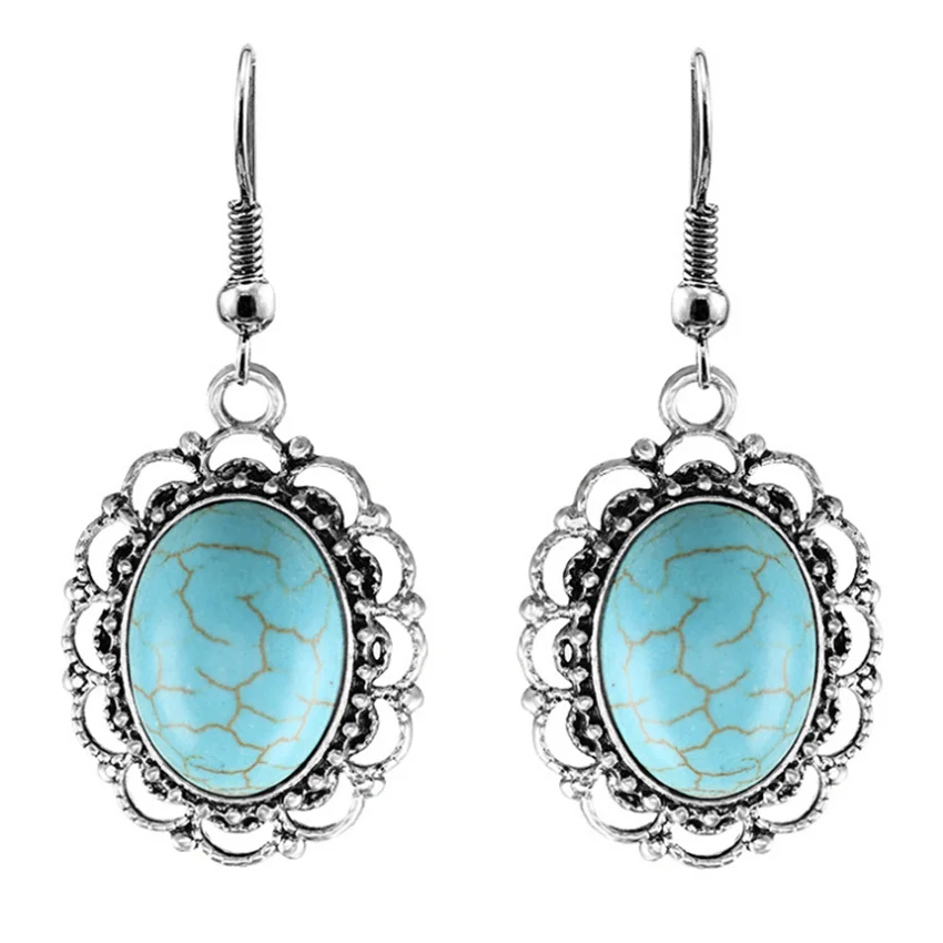 FYJS уникальные посеребренные декоративные узоры овальной формы зеленая бирюза