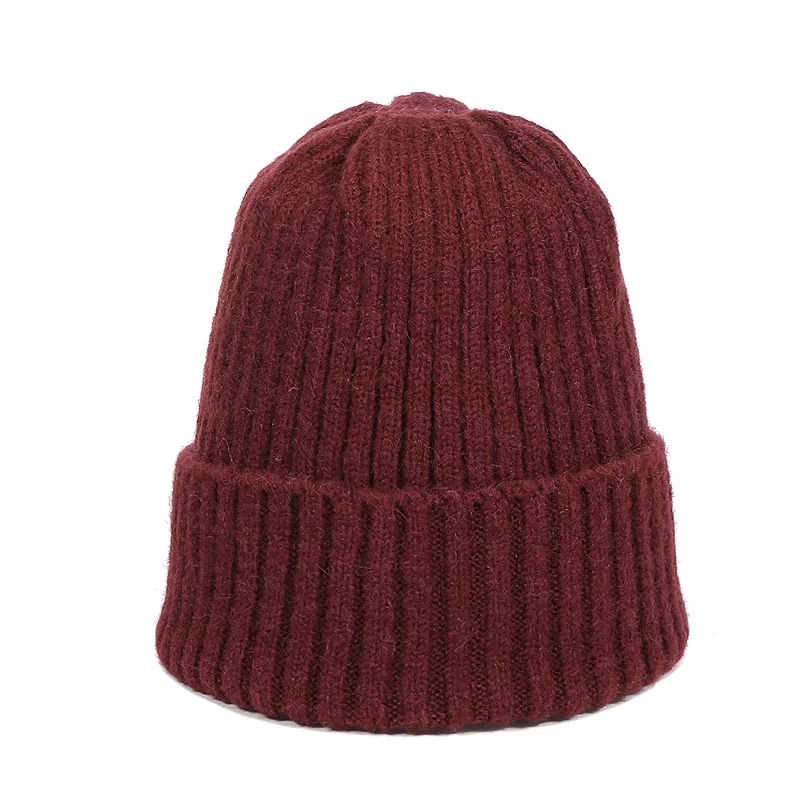 Kids Winter Solid Color Wool Knit Beanie Children Fashion Casual Hat Warm Boy Girl Soft Thicken Hedging Cap Slouchy Bonnet Ski - Цвет: O