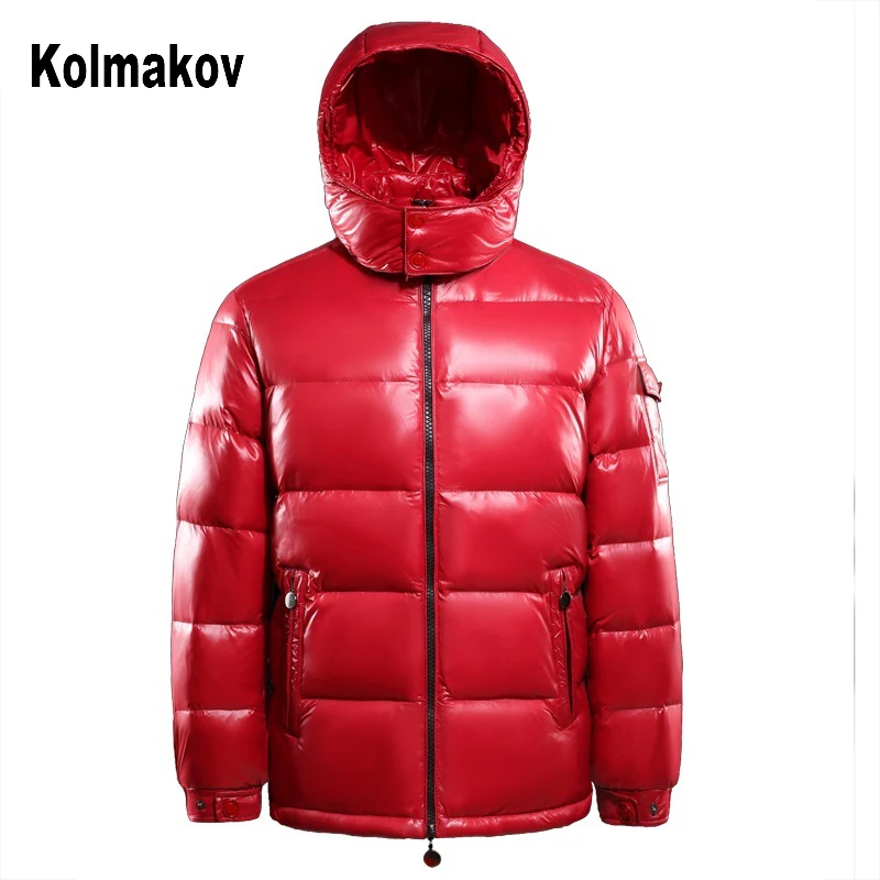 KOLMAKOV мужские куртки с капюшоном на 95% белом утином пуху, мужские зимние пуховики, мужские парки больших размеров, модная зимняя одежда - Цвет: Красный