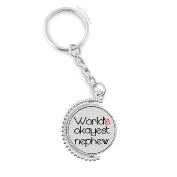 

World's Okayest Nephew Best Quote Rotatable Key Chain Ring Keyholder