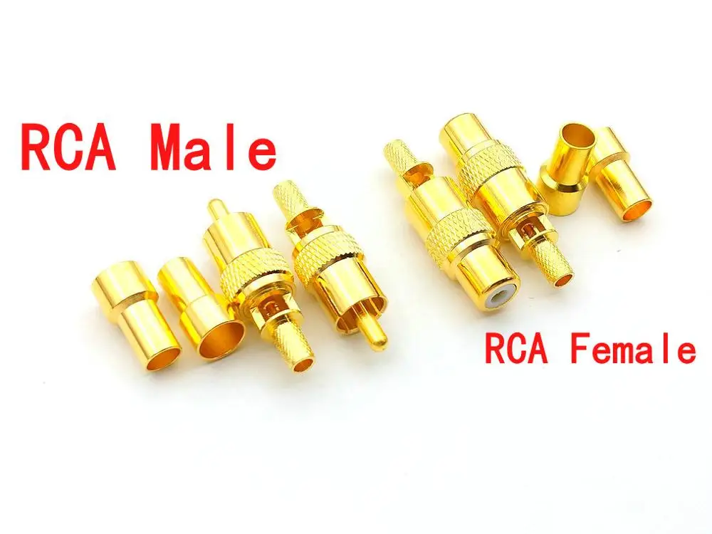 RCA позолоченный медный обжимной Соединитель штекер/RCA гнездо для кабеля RG58 RFC195 RG142