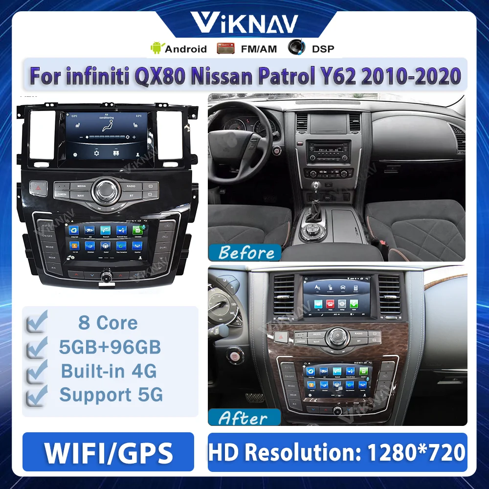 8inch Dual Screen Car Radio Auto Streo DVD Player For infiniti QX80