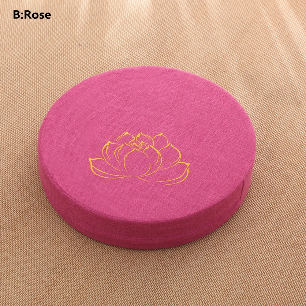 Lotus Pattern Rose Японский стиль футон для поклонения Будде Сидящая Подушка круглый льняной татами коврик медитация лотоса - Цвет: Lotus Pattern Rose