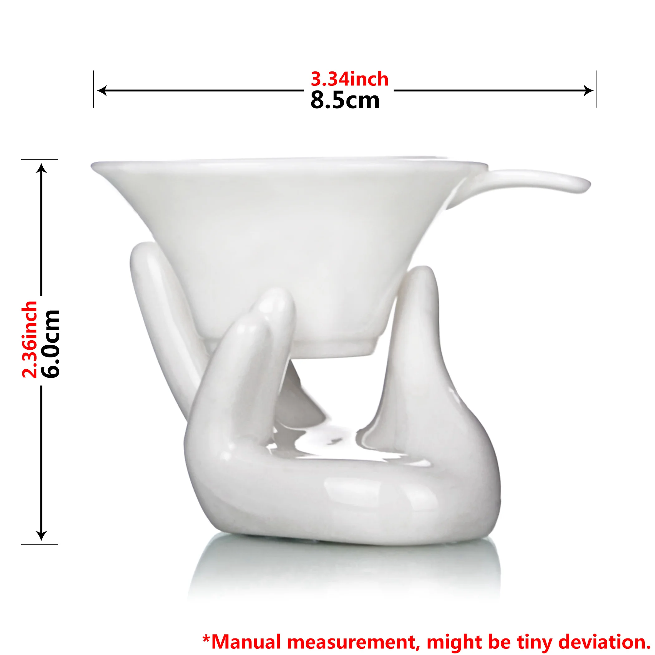 White Porcelain Fine Mesh Kungfu Tea Funnel Strainer Filter with Holder Stand