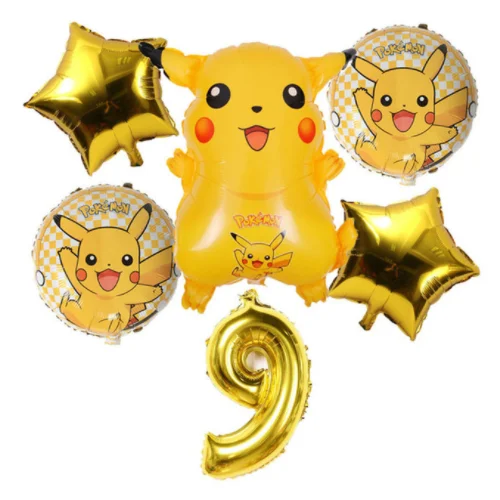 6PCS Новинка, 6 шт./партия, 32 дюйма, 1, 2, 3, 4, 5, 6, 7, 8, 9, цифровой шар с цифрами для дня рождения, воздушный шар с покемоном Пикачу, фольгированные воздушные шары, надувной шар - Цвет: 6PCS