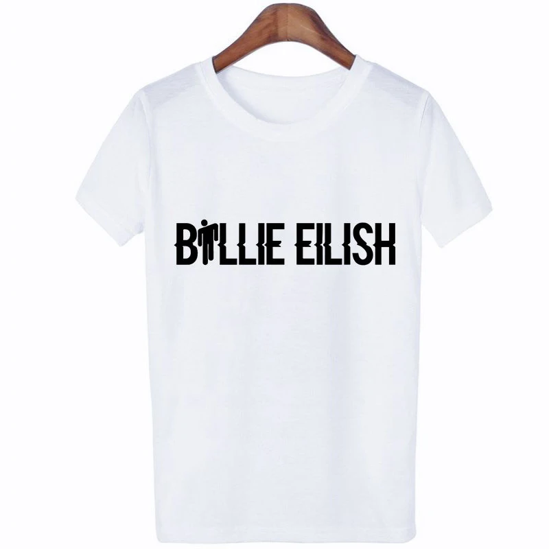Billie Eilish, Футболка Harajuku Fans, белая, хлопковая, женская, Camiseta Mujer,, эстетический Топ, футболка размера плюс, уличная одежда, крутая - Цвет: 07
