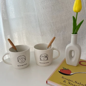 

Couple Coffee Cup Nordic Office White Breakfast Milk Reusable Smoothie Mug Ceramic Creative Tazas Para Cafe Drinkware DE50MK