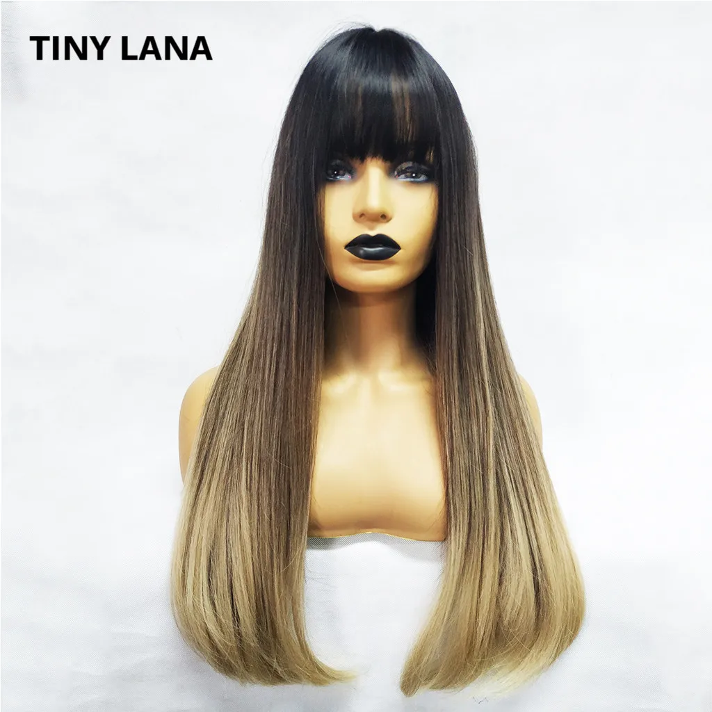 

TINY LANA 24'' Long Straight Wig With Bangs Synthetic Heat Resistant Hair Cosplay Wigs With Bangs Long Hair Harajuku