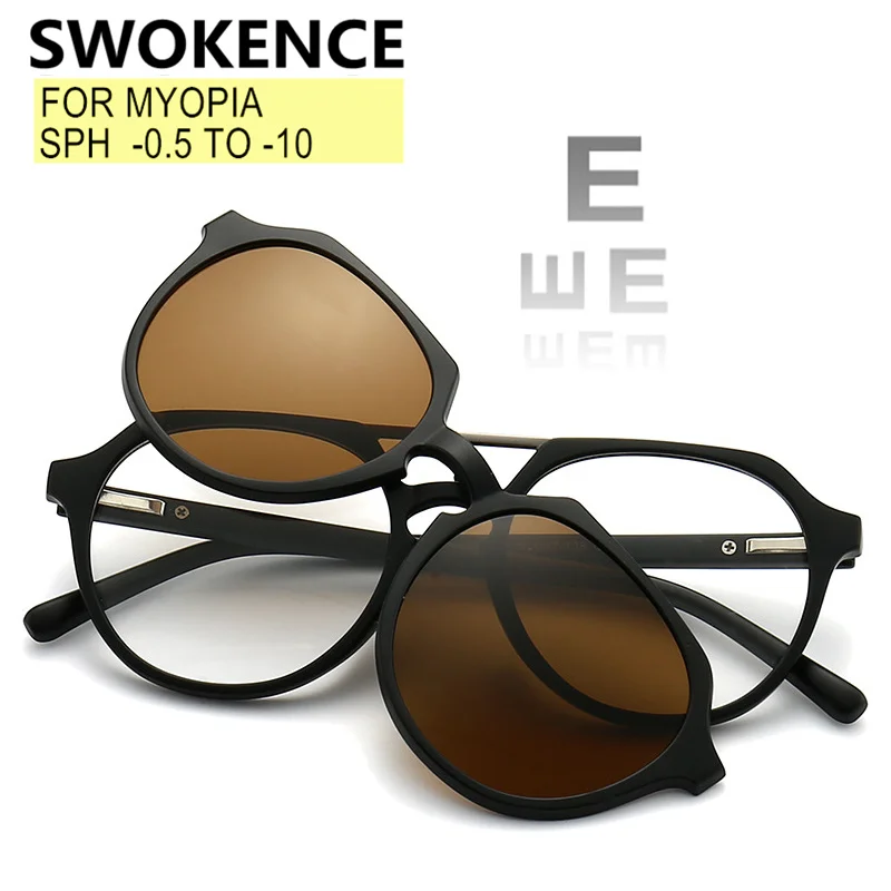Magnet Clip Sonnenbrille Doppel Strahl Myopie Brille Dioptrien-0,5 Zu-10 Männer Frauen Mode Kurzsichtig Rezept Brille F224