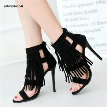 

BBZAI New style Female shoes Wedding shoes High quality Big code shoes woman 10cm Thin Heels Rome sandals Casual Fashion 34-43