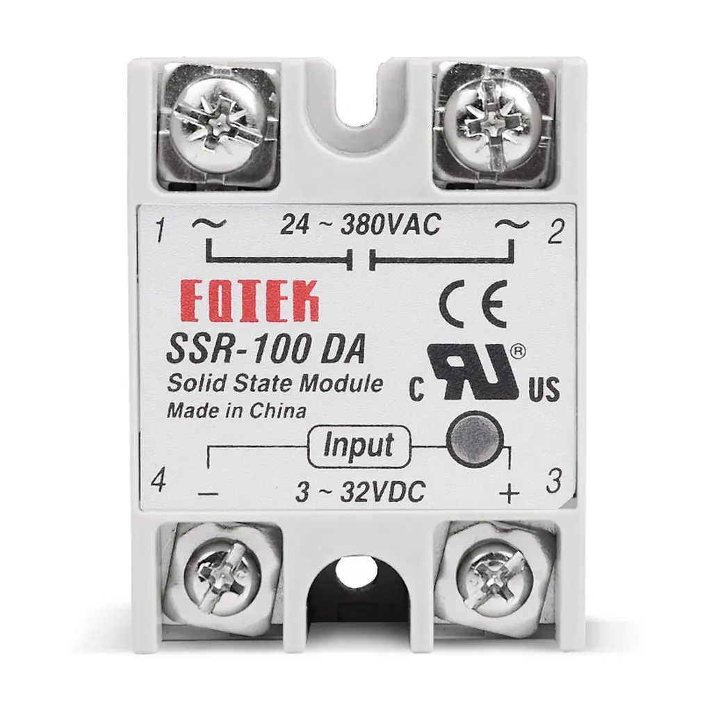 Твердотельное реле DC-AC 10A 25A 40A 60A 80A 100A 12V 3-32V DC до 220V 24-380V AC нагрузки однофазный SSR для контроля температуры - Цвет: 100DA