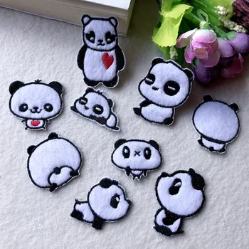 

Cartoon Panda Embroidery Patches for T-shirt Iron on Stripes Appliques Cute Animals Clothes Stickers Clothing Badges
