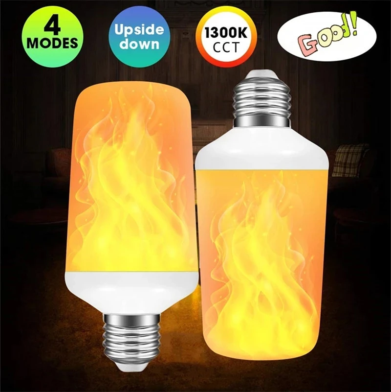 

LED Flame Effect Bulb 4 Modes Flickering Emulation Home Garden Decor Lamp Led E27 E26 E14 E12 Flame Bulb with Upside Down Effect