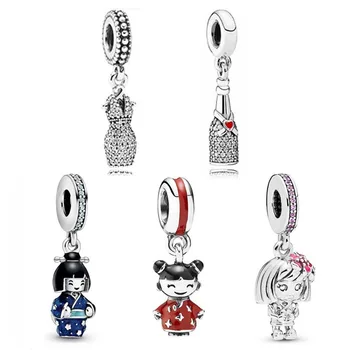 

Original Black & Red Enamel Chinese Doll Cute Girl Skirt Crystal Pendant Bead Fit Bracelet 925 Sterling Silver Charm Jewelry