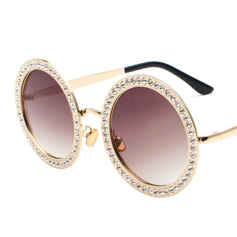 Индивидуальные трендовые солнцезащитные очки, Ретро стиль, круглые, бриллиантовые, модные, океанские части, женские, современные, универсальные, модные, уличные солнцезащитные очки - Цвет линз: 2