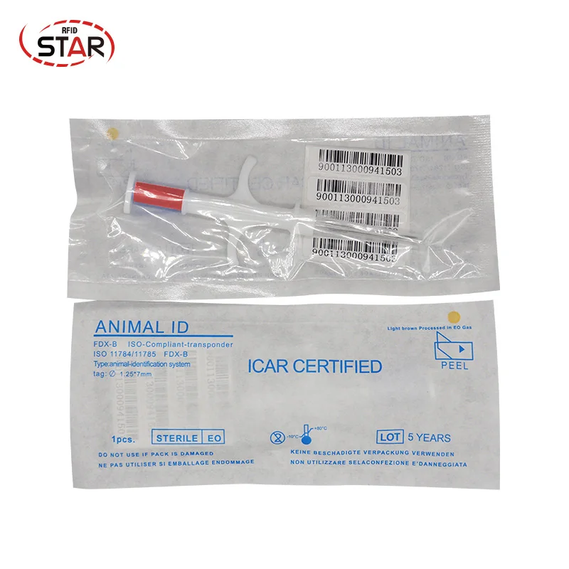 40 шт. 1,25*7 мм EM4305 ISO11784/785 FDX-B Rfid шприц инжектор для животных, имплантируемый ПЭТ трекер микрочип Stion овечий шприц для кошек