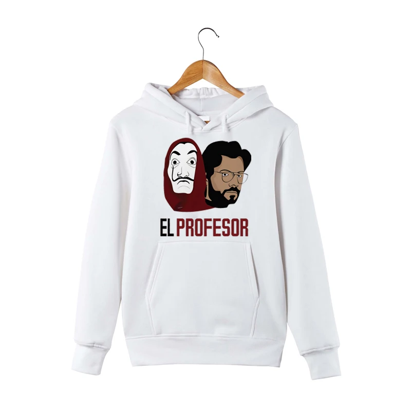 White4 La Casa De Papel Толстовка Money Heist Dali Mask пуловер с капюшоном La Casa De Papel свитер с капюшоном для мужчин/женщин - Цвет: White4