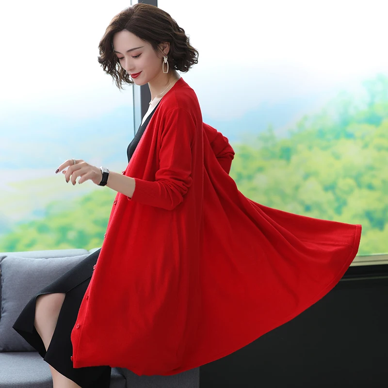 #^Special Price New 2019 Women Long Cardigan Autumn Lady Knit Outwear Long Sleeve Knitwear
