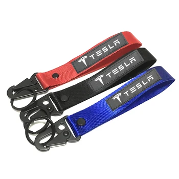 

New TESLA Hand Wrist Strap with Metal Key Chain Ring Holder Lanyard Tag Tags Key Fobs Holder for Tesla Model 3 ModelS ModelX Y