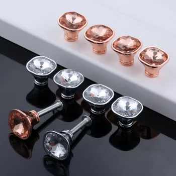 

10Pcs 21*19mm Crystal Glass Cupboard Cabinet Pull Handles Square Dresser Drawer Gift Box Wardrobe Closet Door Knob Home Hardware